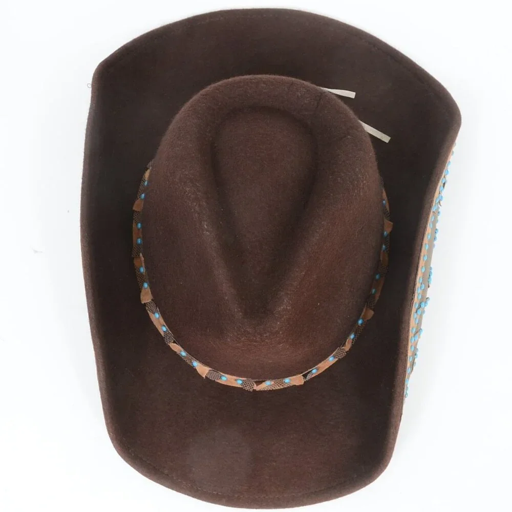 Shyanne® Women's Embellished Brim Felt Western Band‎ Cowgirl Hat Festival Cowboy
